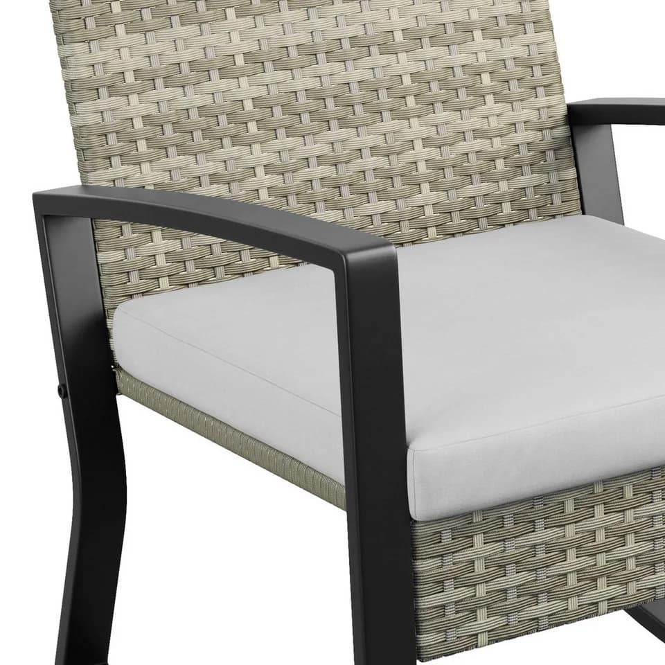 Bealife Balkonset 4-tlg. Rattan mit Schaukel-Funktion Beige/Schwarz - Bild 5