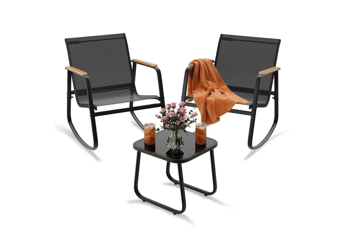 Bealife Balkonset 3-teilig mit 2 Sesseln und Tisch, Schwarz - Bild 2