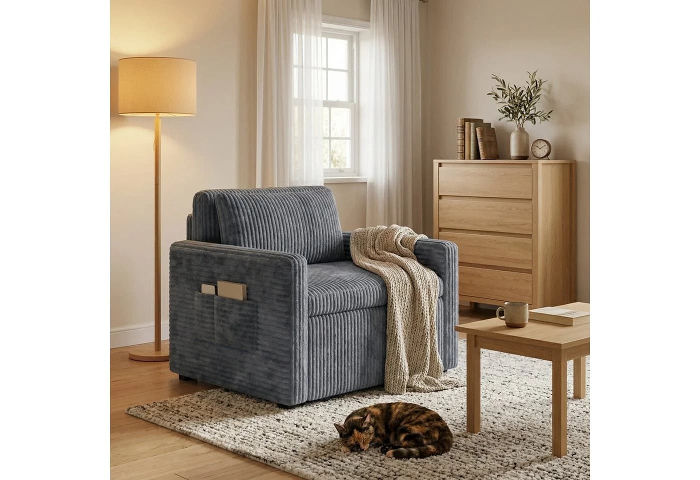 Bealife 3-in-1 Sessel Klappbar Grau/Cremeweiß - Bild 2