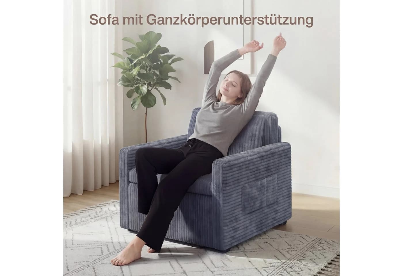 Bealife 3-in-1 Sessel Klappbar Grau/Cremeweiß - Bild 3
