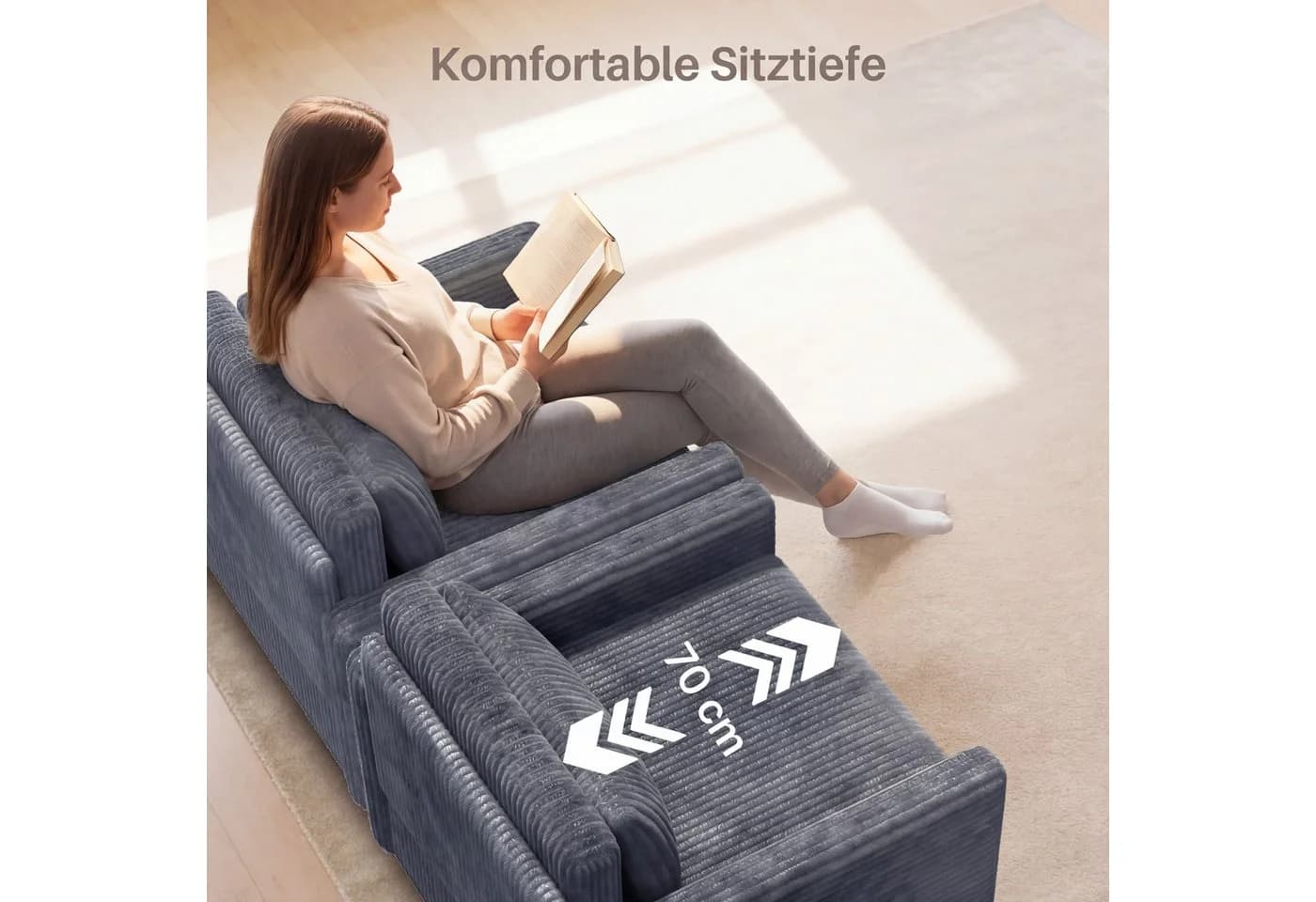 Bealife 3-in-1 Sessel Klappbar Grau/Cremeweiß - Bild 5
