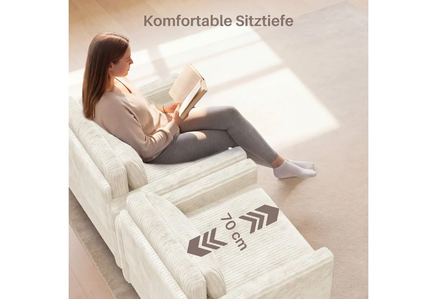 Bealife 3-in-1 Klappsessel Grau/Cremeweiß mit Seitentaschen - Bild 5