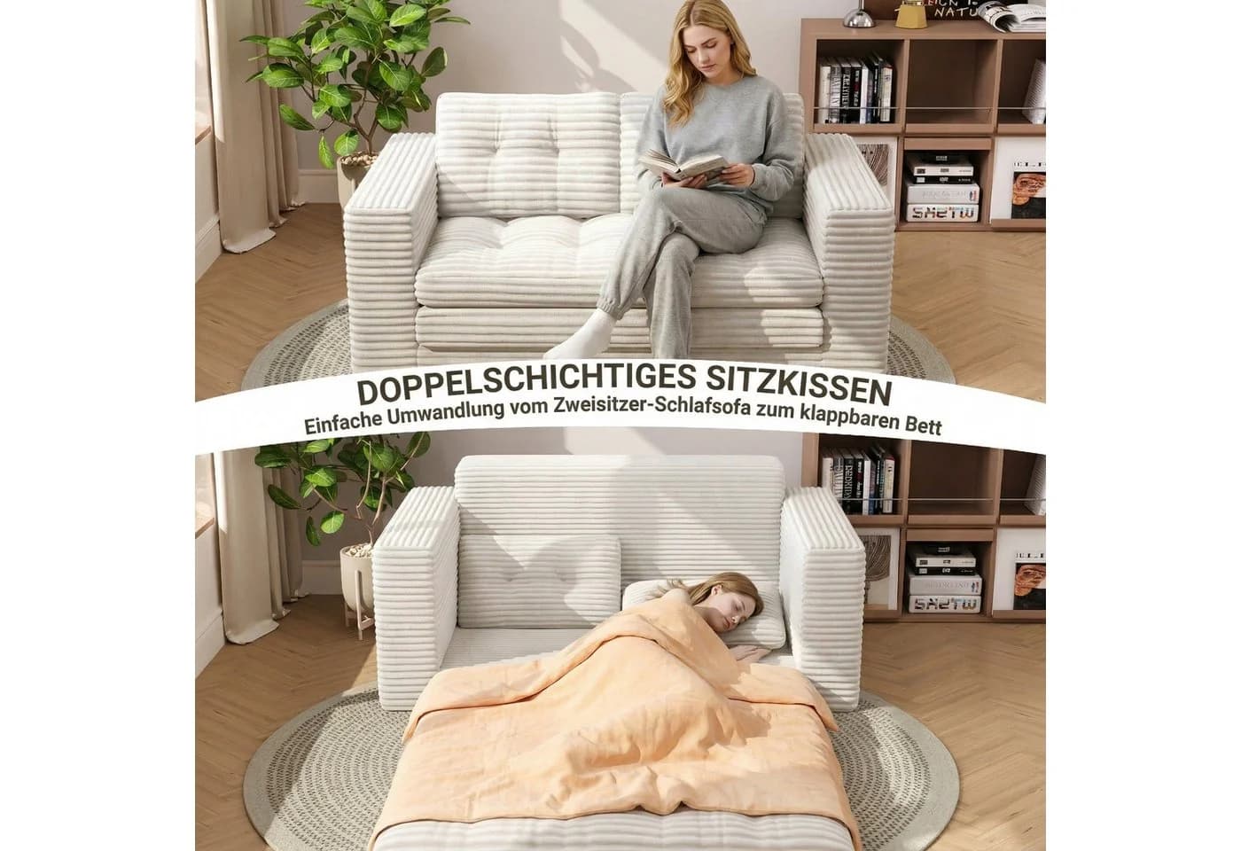 Bealife Schlafsofa 2-Sitzer klappbar mit Gästebettfunktion - Bild 5