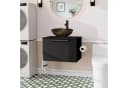 Puluomis Badezimmer-Set mit Waschbeckenunterschrank 60cm, schwarzbraun Bild 1