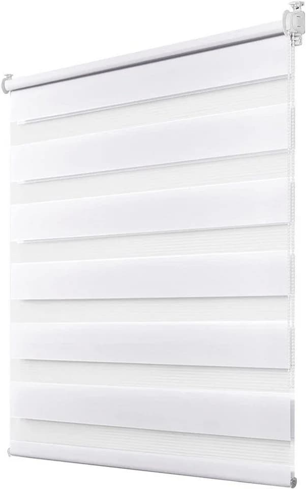 Vkele Doppelrollo Fensterrollo Ohne Bohren Weiß Sonnenschutz Verdunkelnd - Bild 2