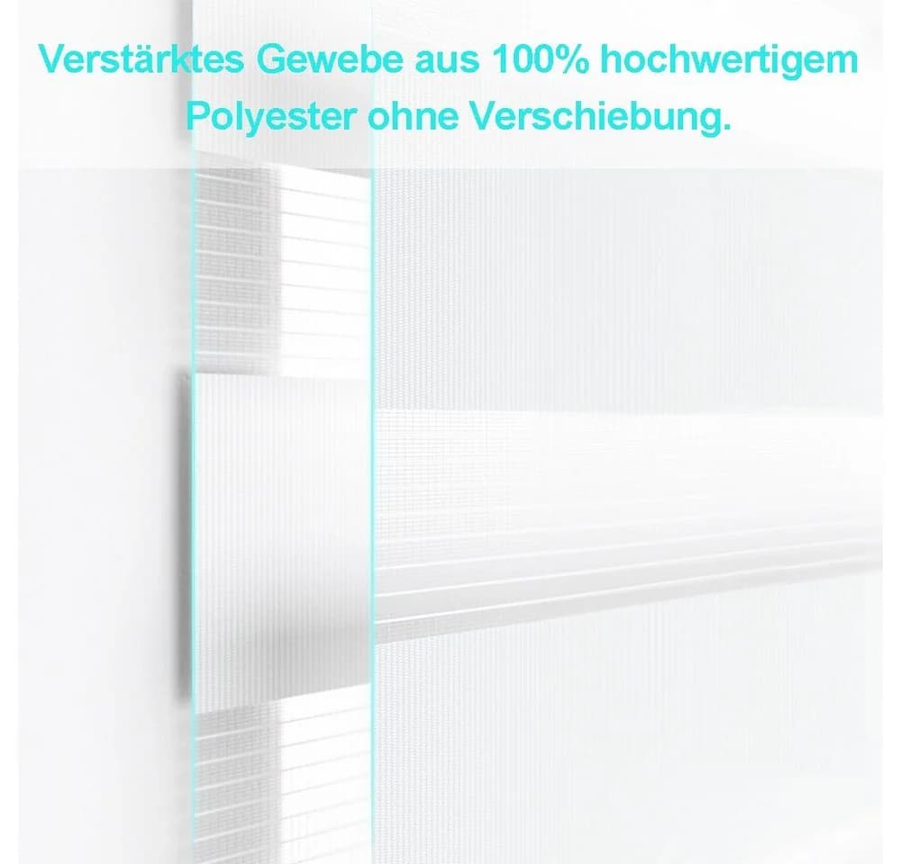 Vkele Doppelrollo Fensterrollo Ohne Bohren Weiß Sonnenschutz Verdunkelnd - Bild 4