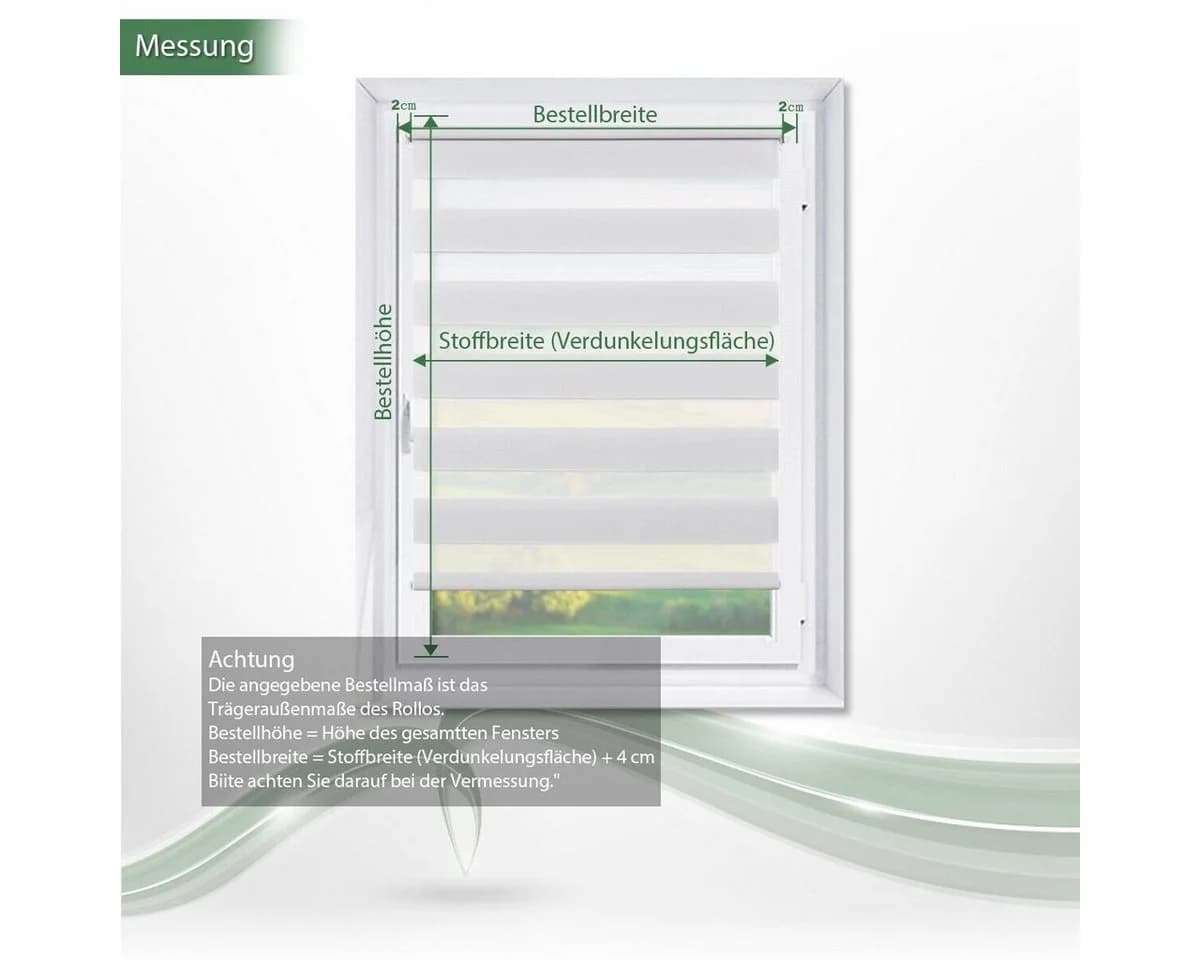 Doppelrollo ohne Bohren 130cm/150cm/230cm, OUBO, freihängend, verspannt, Klemmfix, Klemmträger, Für Fenster und Tür mit Klemmträger lichtdurchlässig verdunkelnd - Bild 5