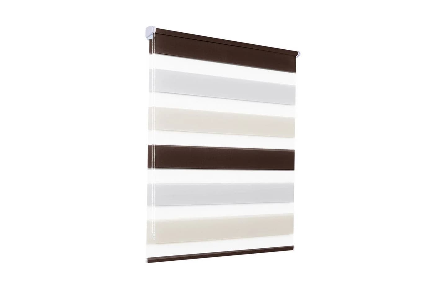 OUBO Doppelrollo Klemmfix Weiß-Beige-Braun lichtdurchlässig verdunkelnd - Bild 2