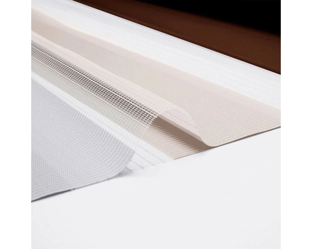 OUBO Doppelrollo Klemmfix Weiß-Beige-Braun lichtdurchlässig verdunkelnd - Bild 3