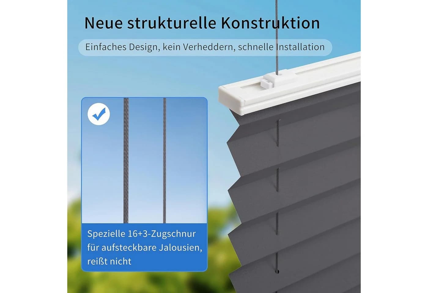 Vkele Plissee Klemmfix Anthrazit ohne Bohren - Bild 4
