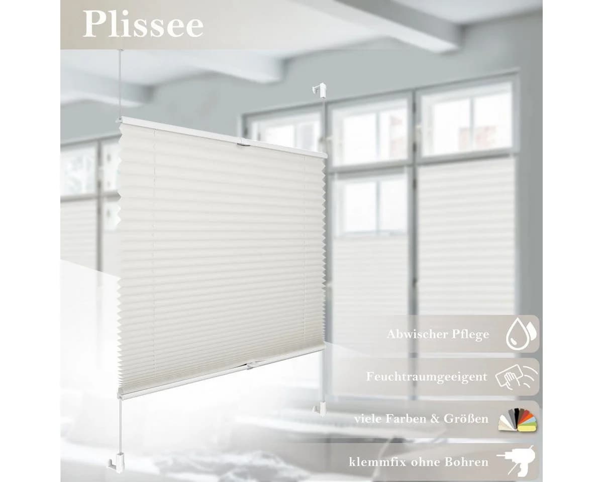 OUBO Plissee Klemmfix Beige Ohne Bohren