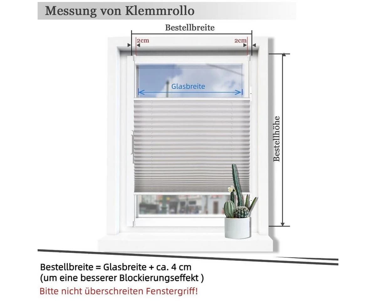 OUBO Plissee Klemmfix Grau ohne Bohren - Bild 4