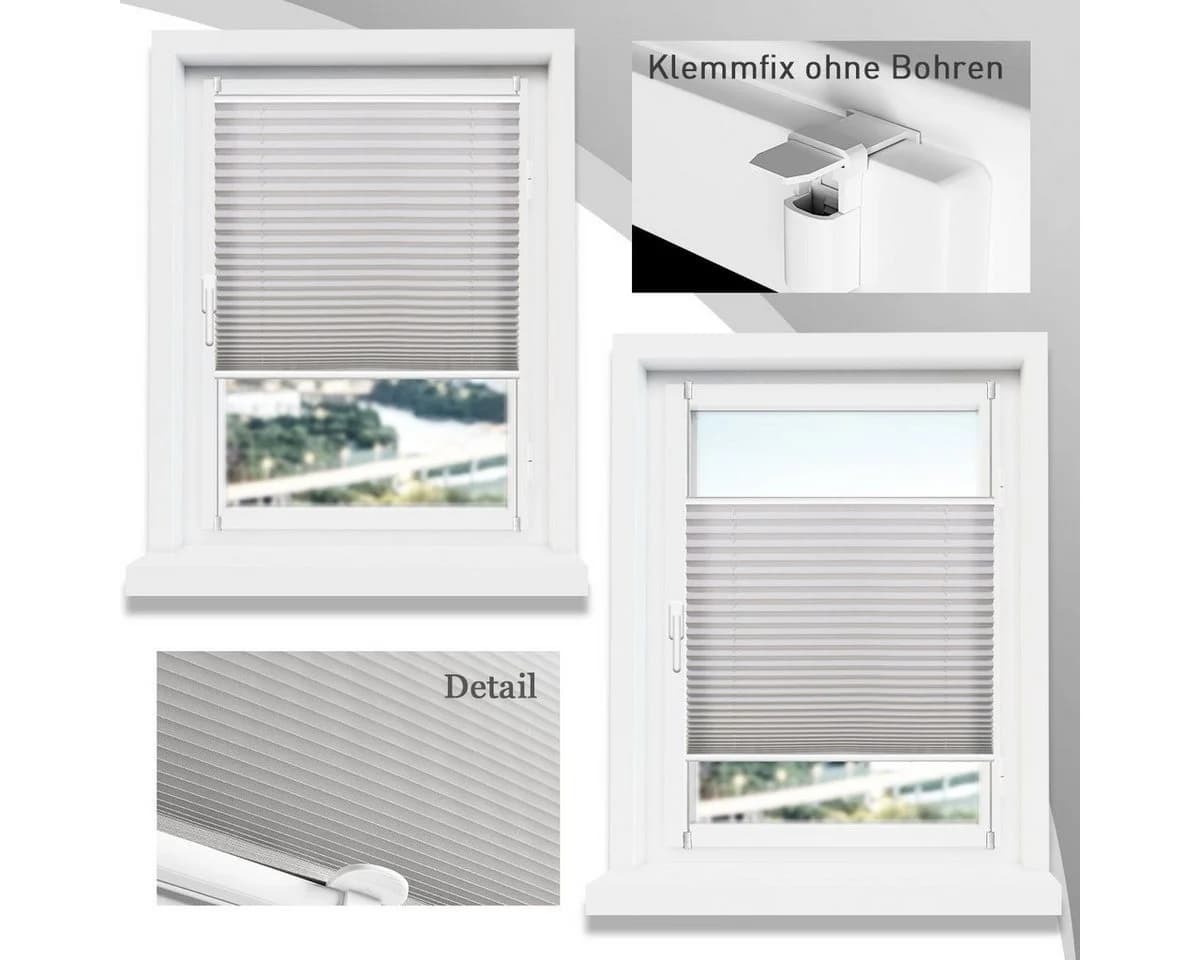 OUBO Plissee Klemmfix Grau ohne Bohren - Bild 5