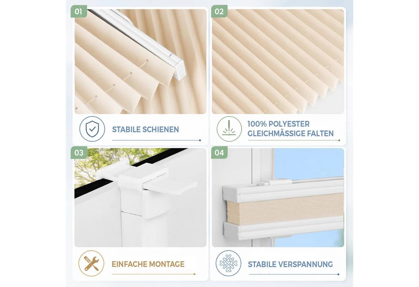 Vkele Plissee Klemmfix Beige Ohne Bohren