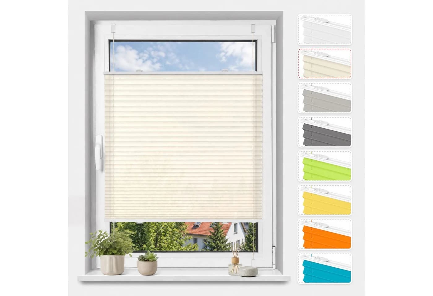 Vkele Plissee Klemmfix Beige Ohne Bohren - Bild 2