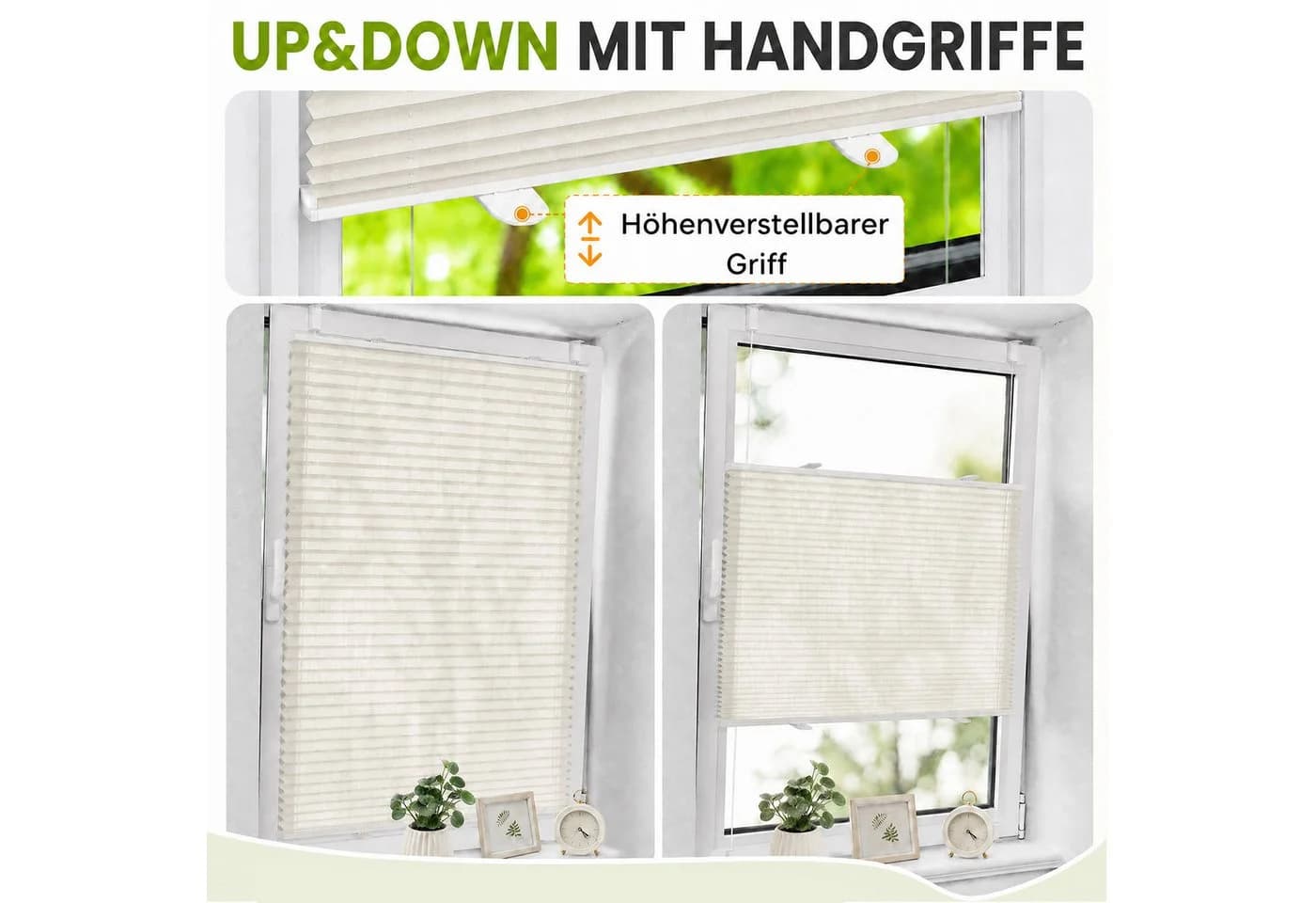 Vkele Plissee Klemmfix Beige Ohne Bohren - Bild 4