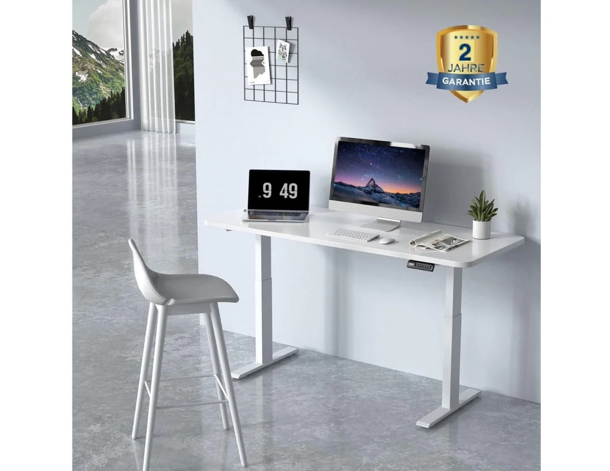 Super Solu Schreibtisch Elektrisch Höhenverstellbar Weiß - Bild 5