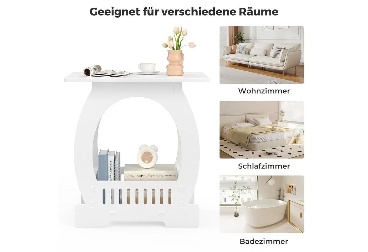 YOLEO Beistelltisch rechteckig weiß mit abgerundeten Ecken - Bild 3