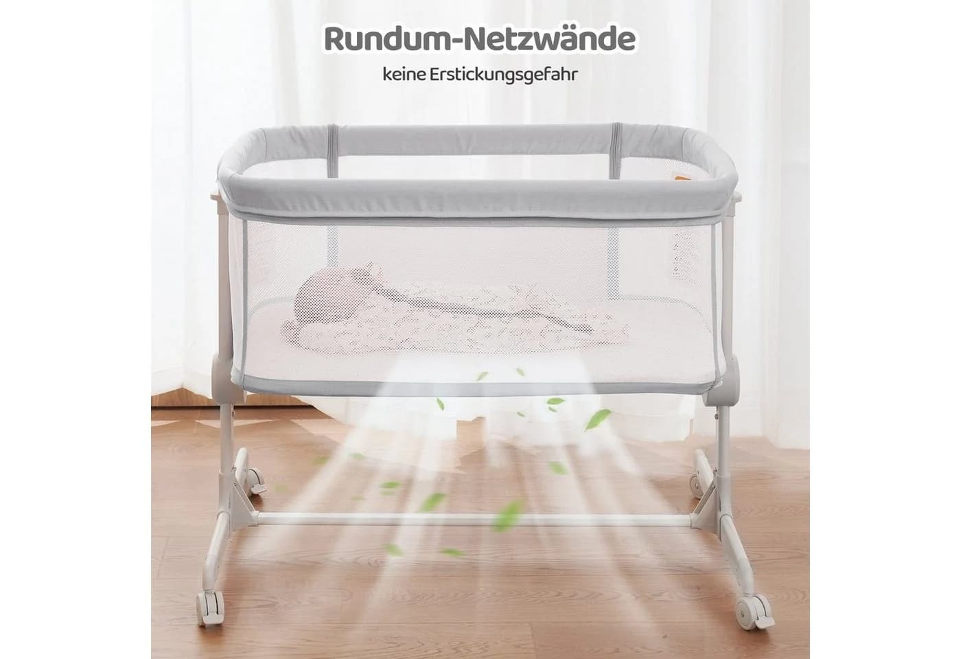 Ezebaby Beistellbett 2 in1 grau 7-fach höhenverstellbar - Bild 4