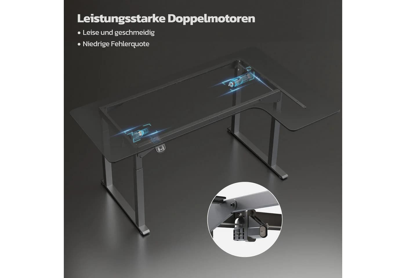 Moderner L-Form Stehschreibtisch in Schwarz und Weiß - Bild 3