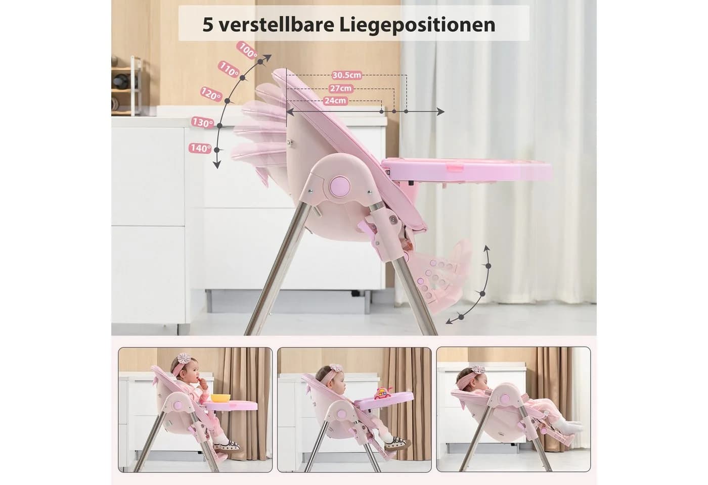 Onasti Kinderstuhl Rosa Klappbar Mitwachsend