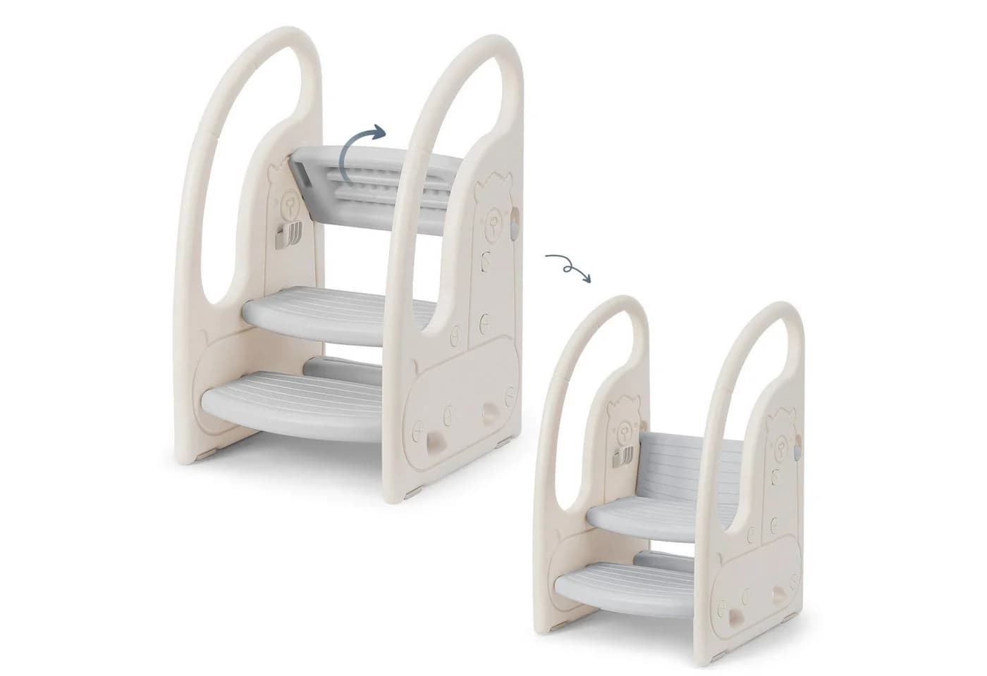 OUNUO Kinderhocker Kunststoff 3 Stufen Grau