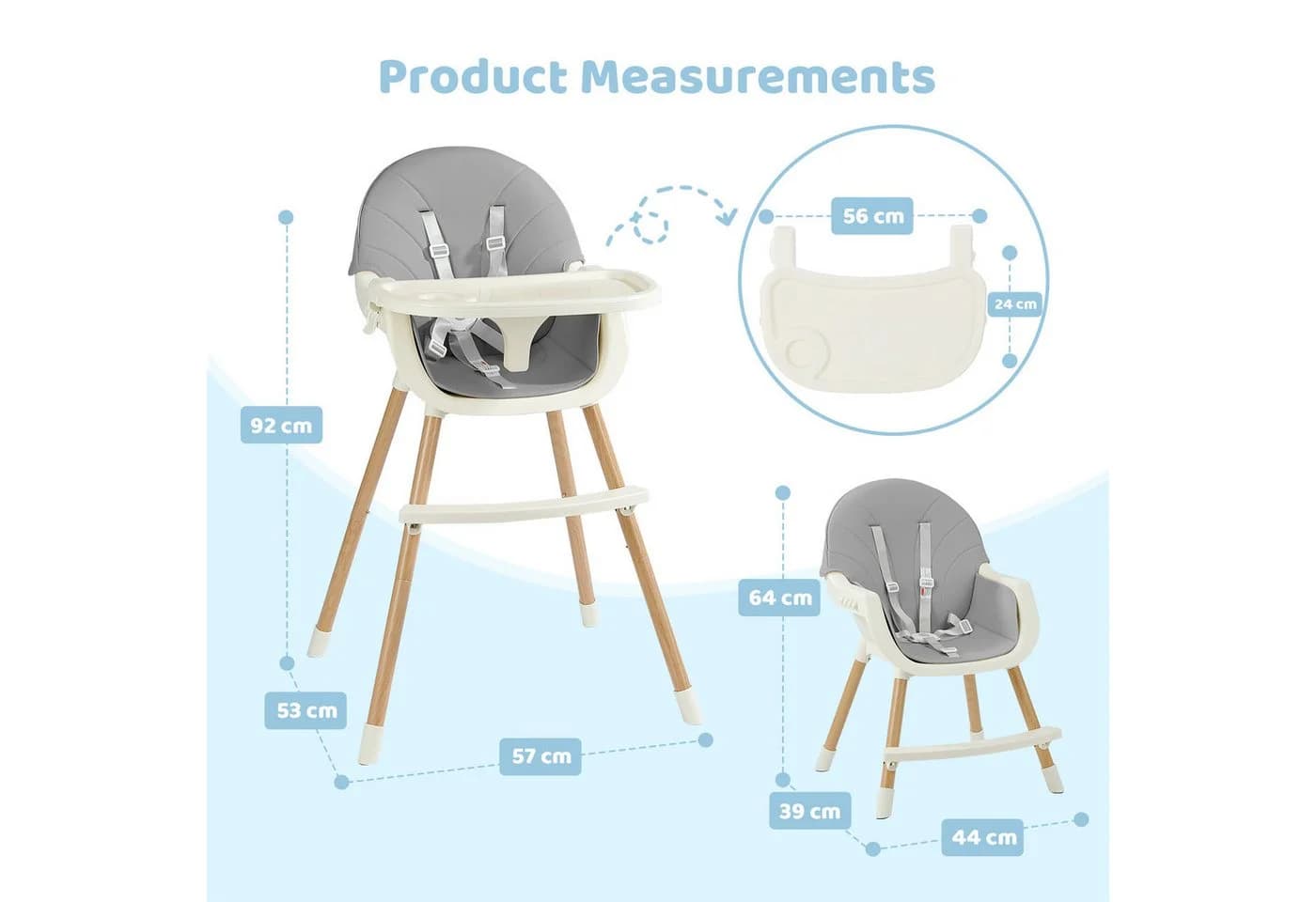 OUNUO Kinderstuhl Baby 2 in 1 Kindersitz Multifunktional Kinderstuhl - Bild 5