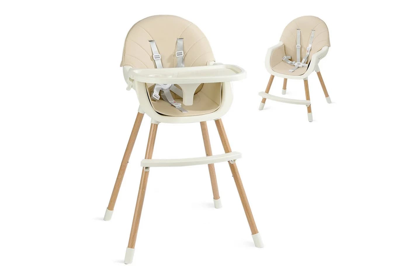 OUNUO Kinderstuhl Baby 2 in 1 Kindersitz Beige Multifunktional - Bild 2