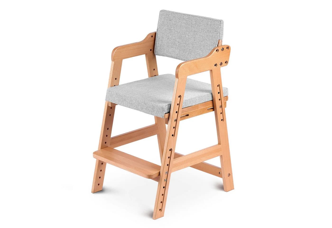 OUNUO Esszimmerstuhl Holz Lehnstuhl Küchenstuhl mit Armlehne Beige - Bild 2