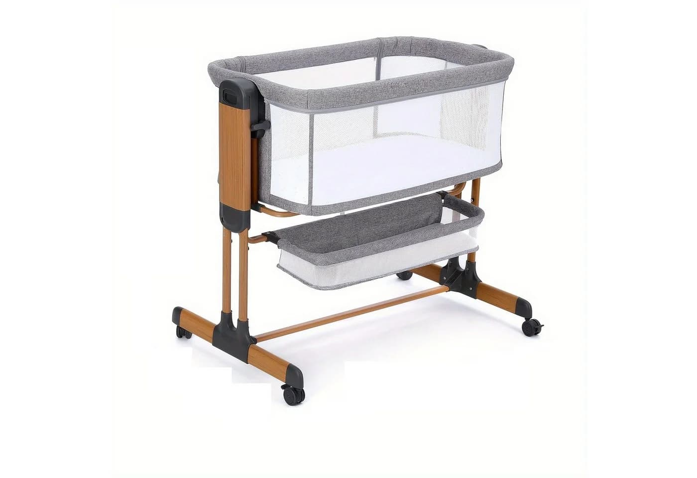 Ezebaby Beistellbett 3 in 1 Babybett Babywiege Neugeborene Schaukelbettchen Rädern - Bild 2