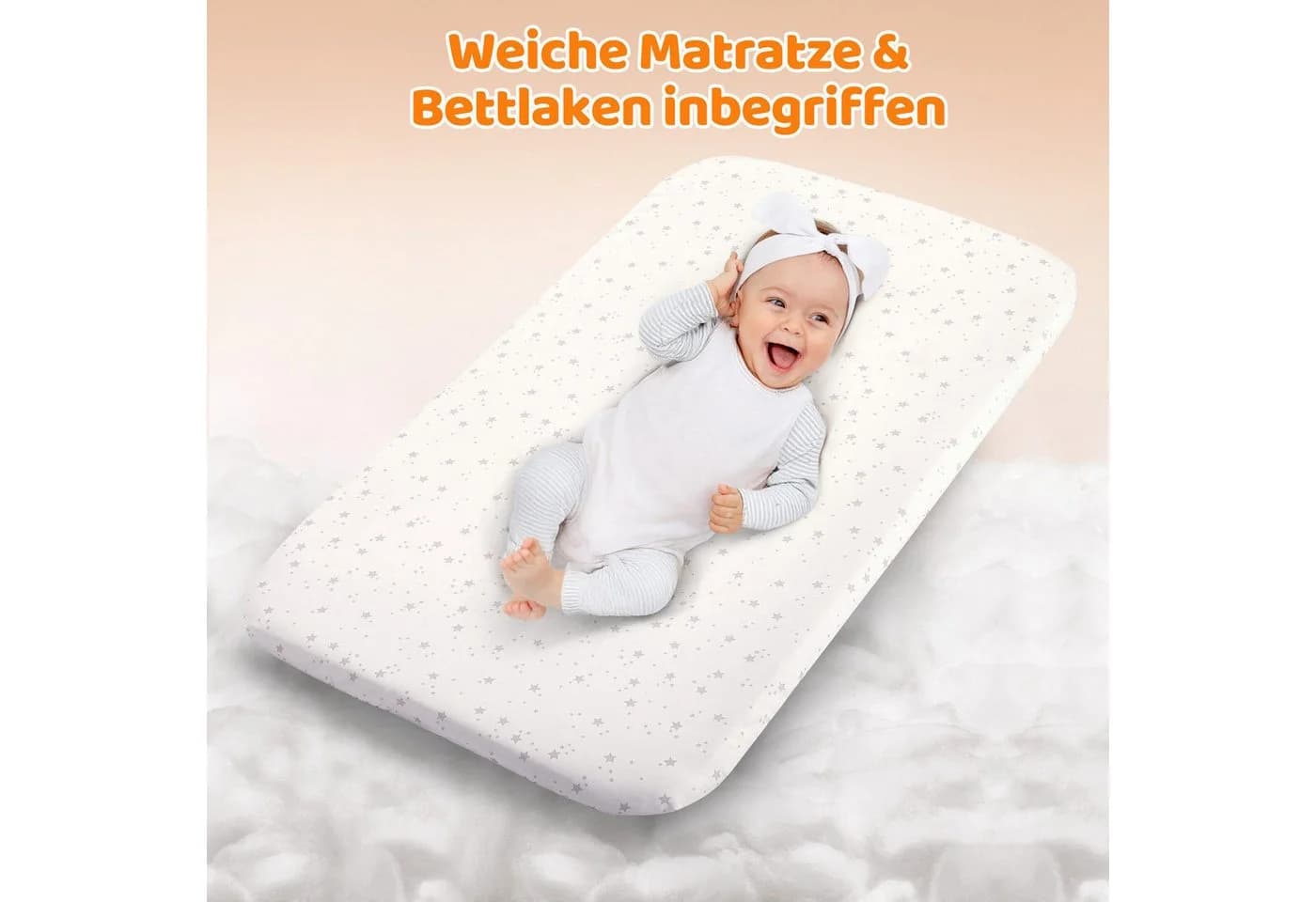 Ezebaby Beistellbett 3 in 1 Babybett Babywiege Neugeborene Schaukelbettchen Rädern - Bild 3