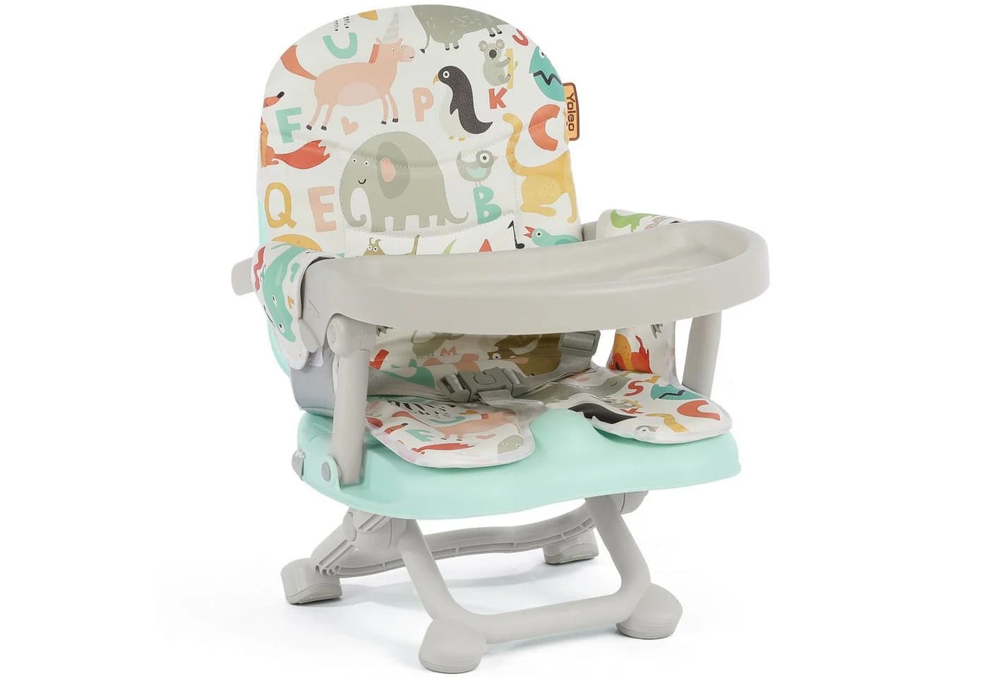 OUNUO Kinderstuhl Sitzerhöhung Baby Tragbar Stuhl Booster Sitz mit Tablett Klappbar Grün - Bild 2