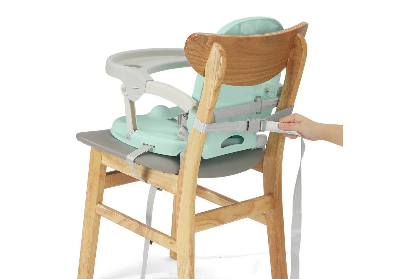 OUNUO Kinderstuhl Sitzerhöhung Tragbar Stuhl Booster Sitz mit Tablett Klappbar Grün