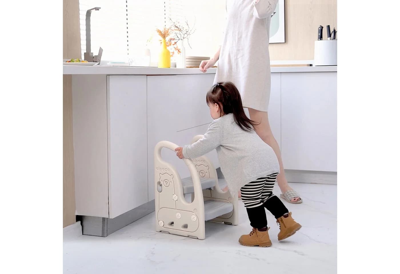 OUNUO Kindertritthocker 2 Stufen, Grau, Kunststoff - Bild 4
