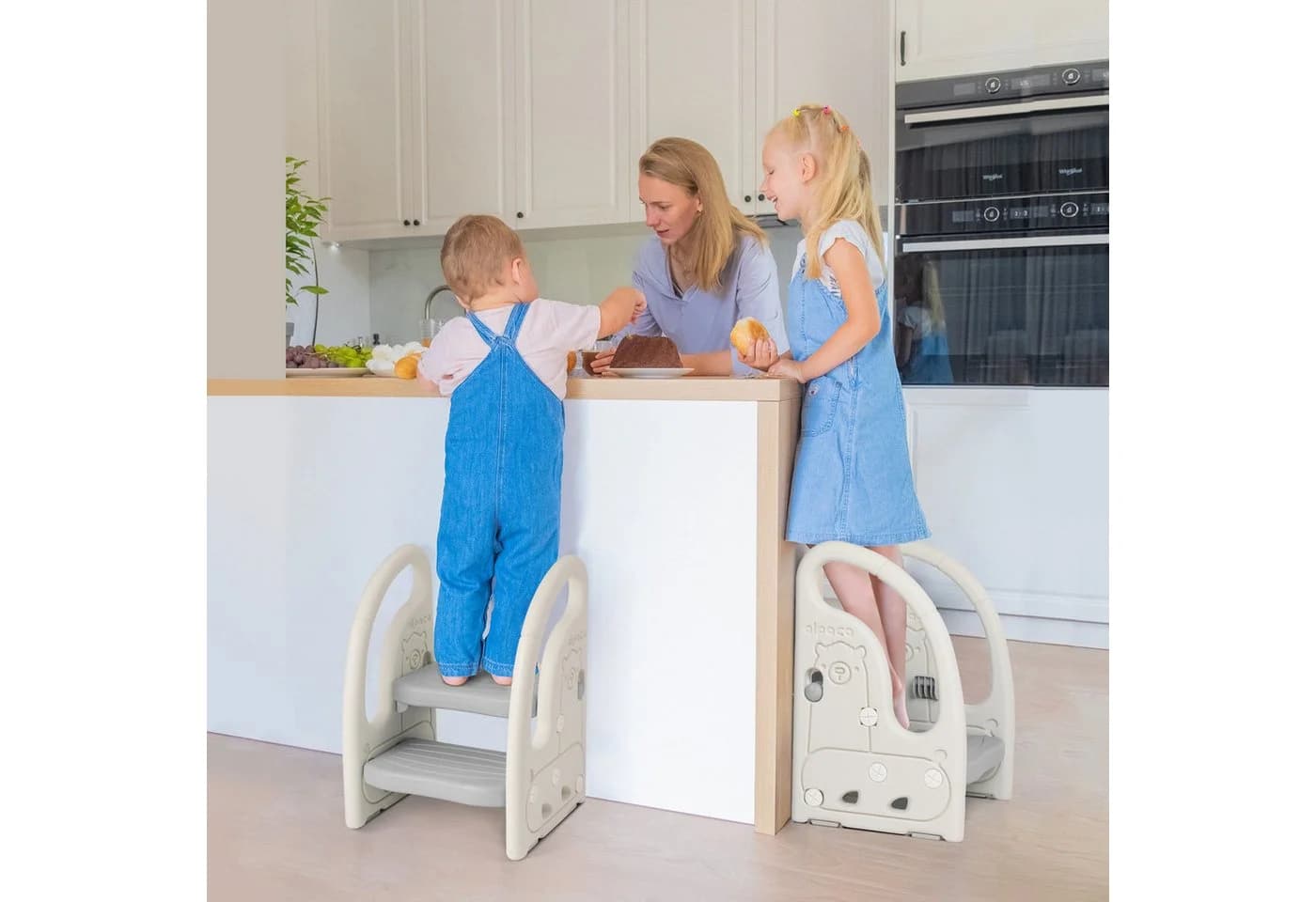 OUNUO Kindertritthocker 2 Stufen, Grau, Kunststoff - Bild 5