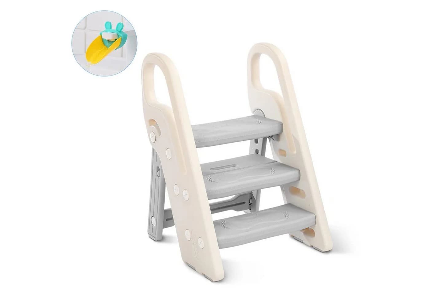 OUNUO Baby-Toilettensitz Klappbarer Hocker 3 Stufen Grau - Bild 2