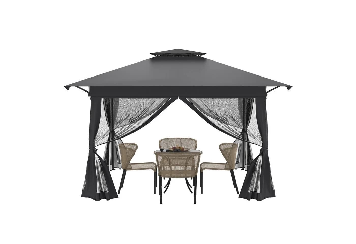 FIVMEN Partyzelt Gartenpavillon 4x4m 3-Stufen Höhenverstellbar - Bild 2
