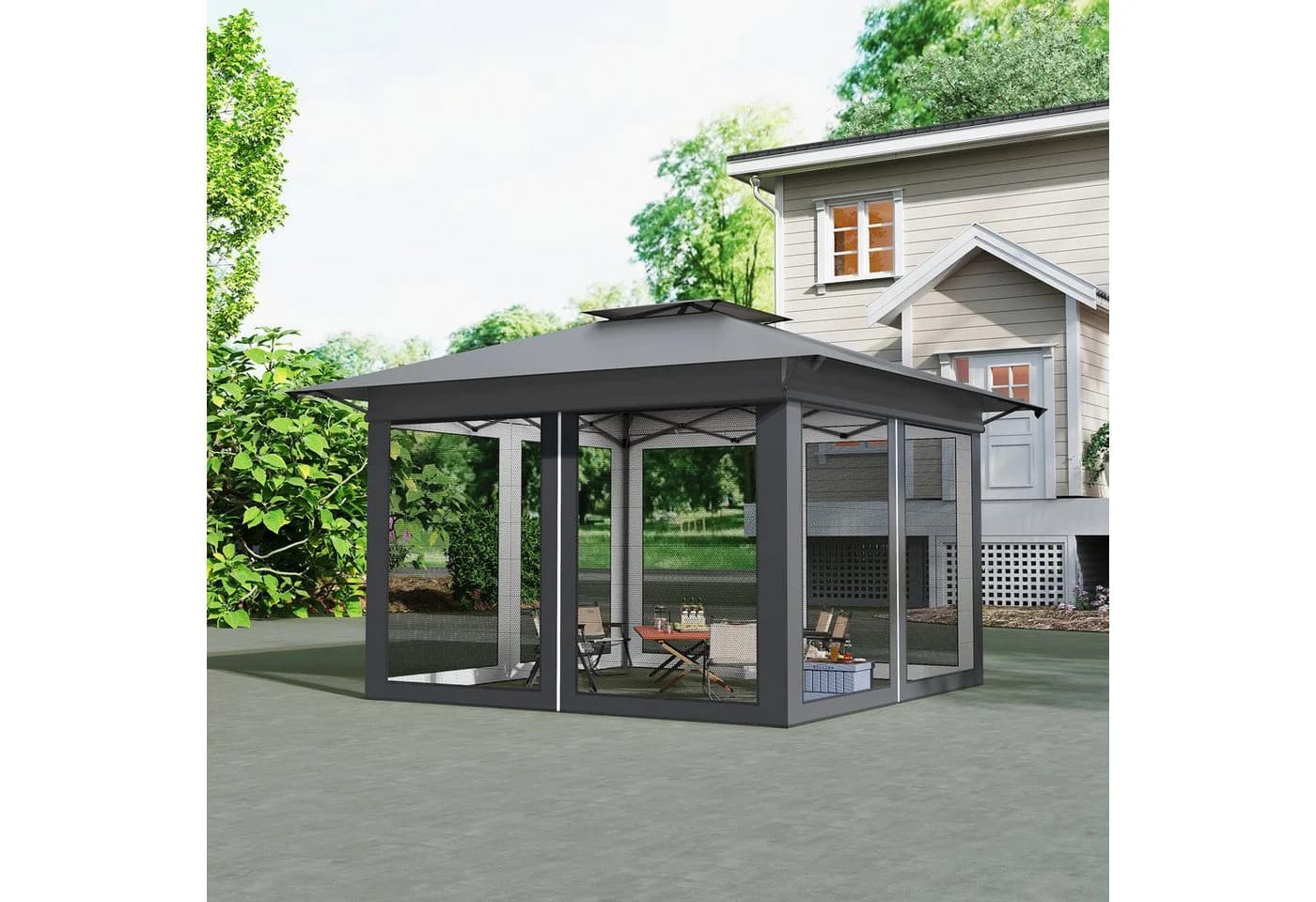FIVMEN Partyzelt Gartenpavillon 4x4m 3-Stufen Höhenverstellbar - Bild 4