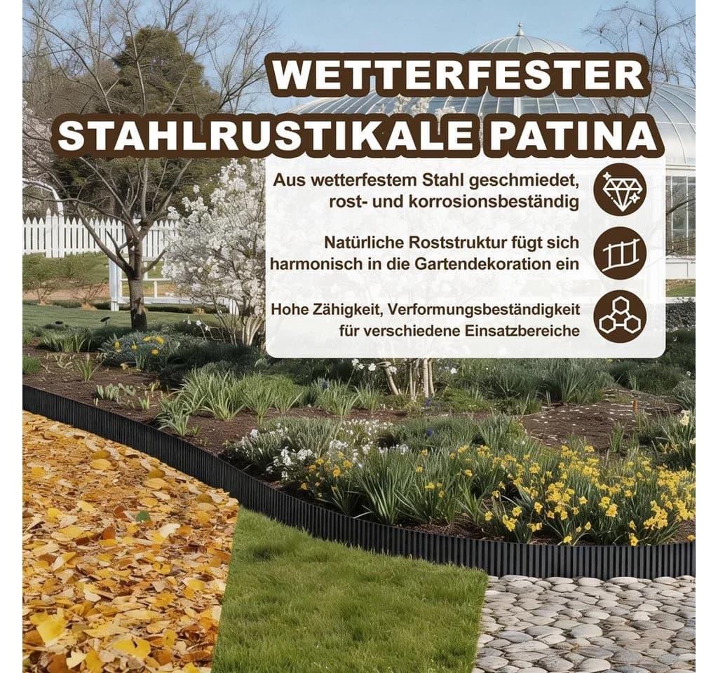 FIVMEN Rasenkante Beetumrandung Metall Wellig Silber/Schwarz - Bild 4