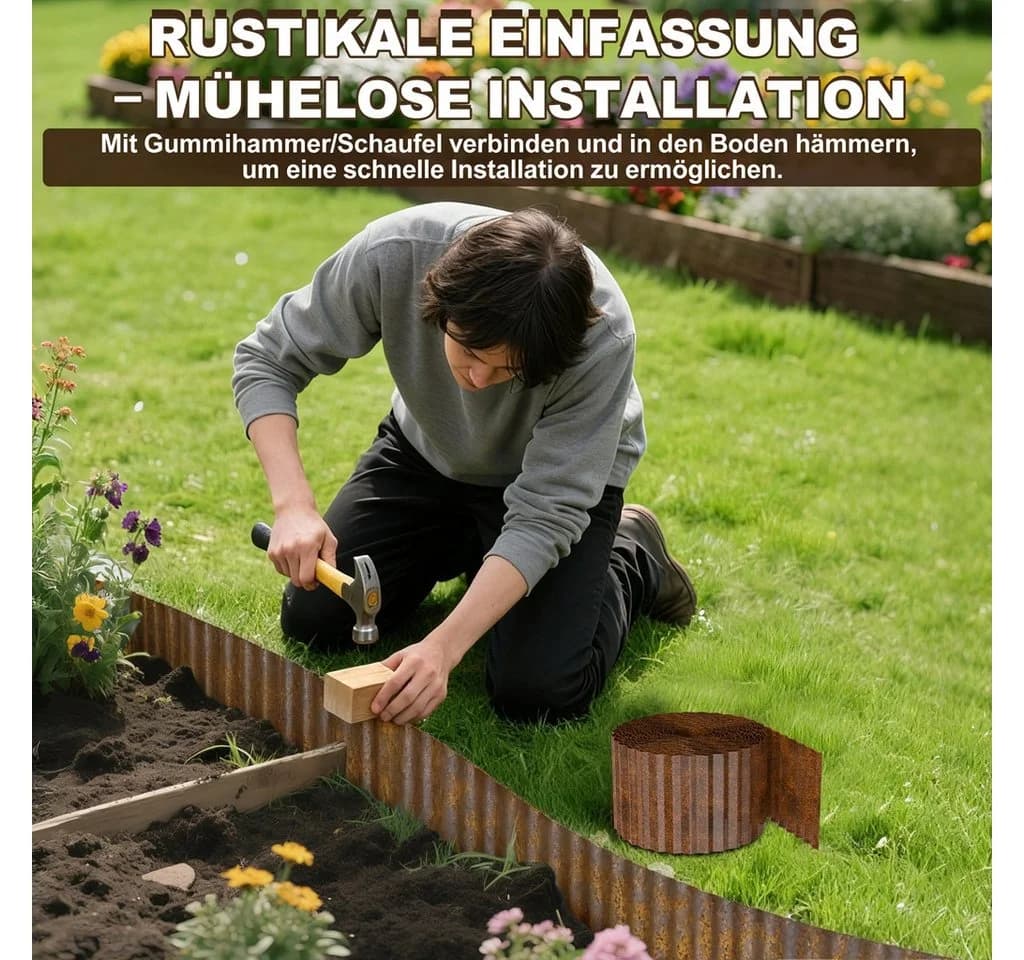 FIVMEN Beetumrandung Rasenkante 5m/10m Metall Verzinkt - Bild 5