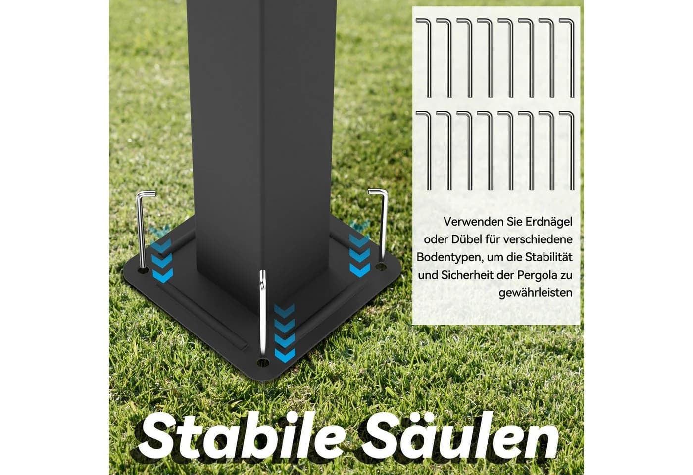 FIVMEN Pergola Gartenpavillon mit Schiebedach Beige/Schwarz Metall - Bild 5