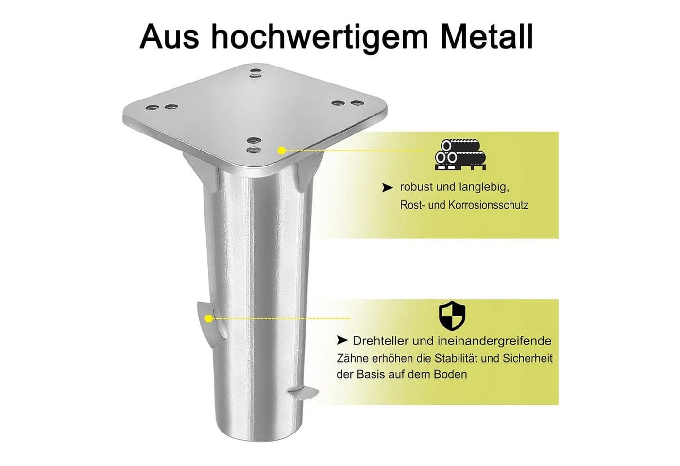 FIVMEN Sonnenschirmständer Metall Bodenplatte Silber - Bild 3