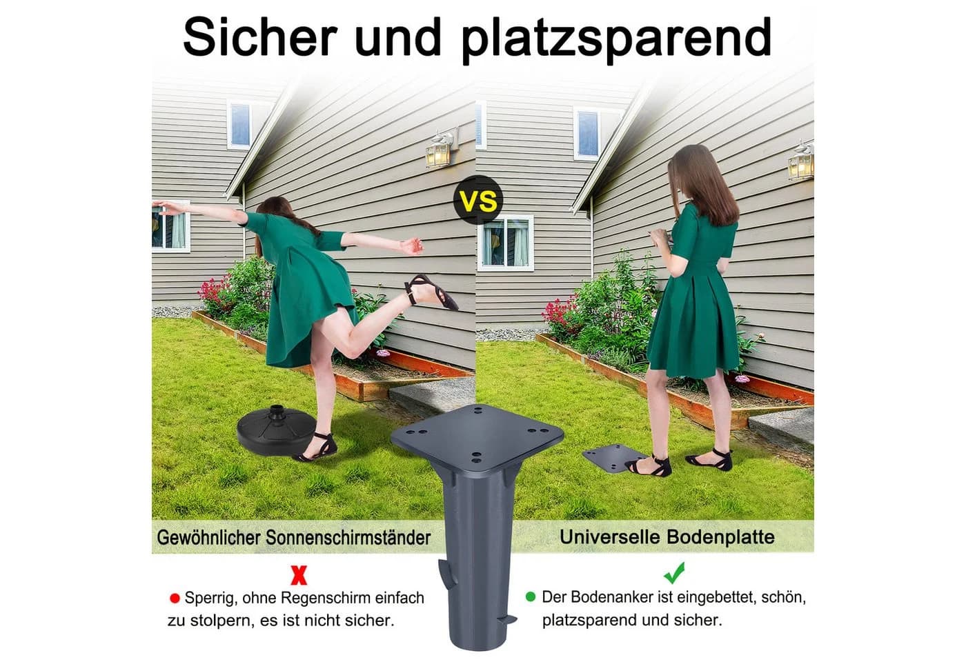FIVMEN Schirmhalter Metall Bodenplatte Sonnenschirmständer - Bild 5