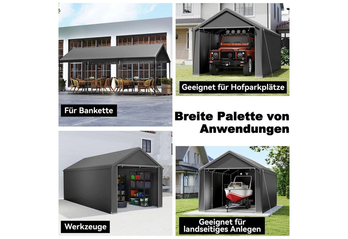 FIVMEN Gerätezelt Lagerzelt Grau/Weiß mit aufrollbarem Fenster - Bild 5
