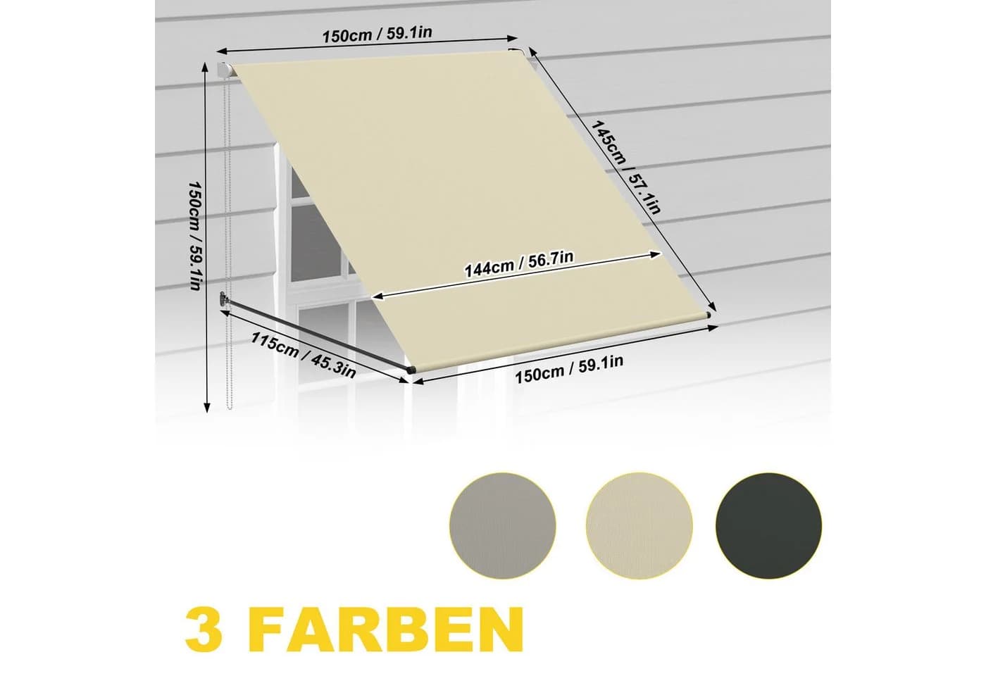 FIVMEN Fallarmmarkise Einziehbar mit Sonnenschutz