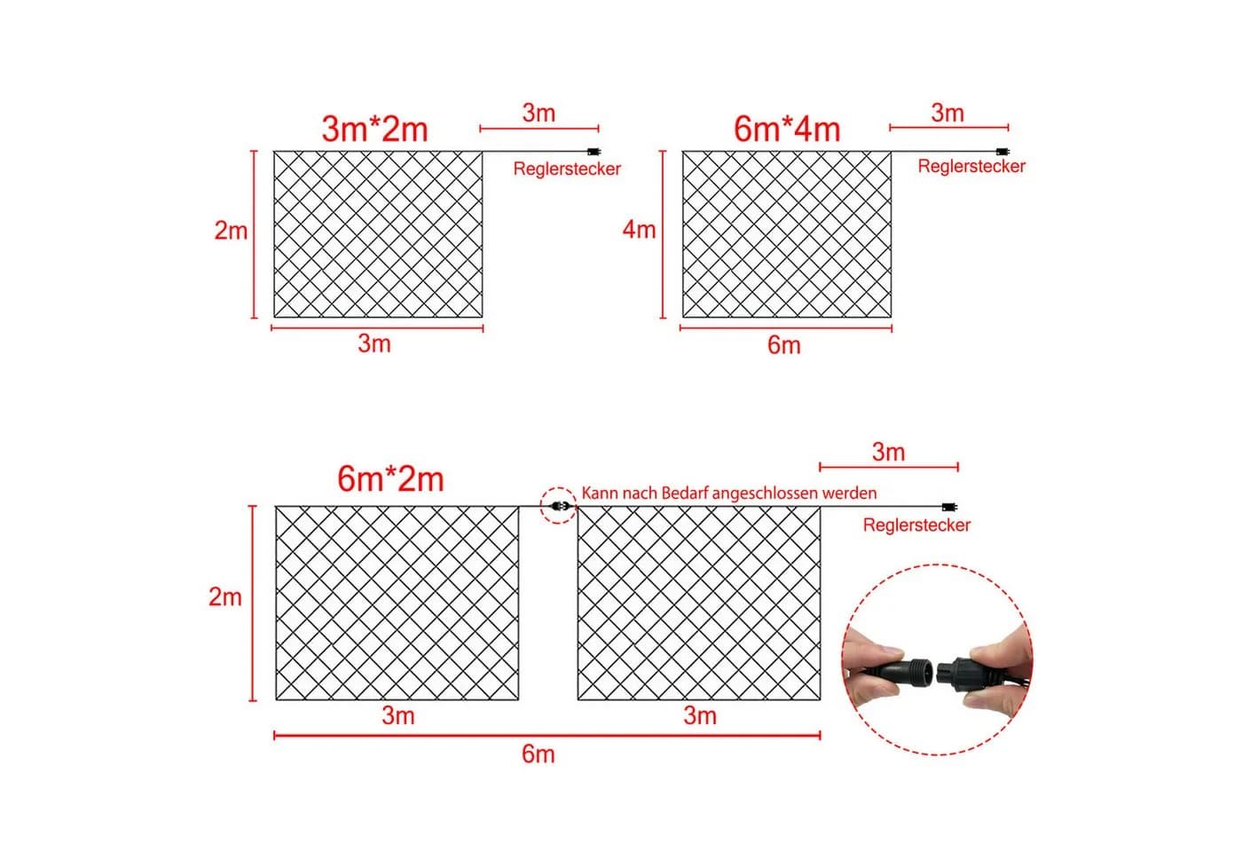 FIVMEN LED-Lichternetz 8 Modi Timer Memory RGB Warmweiß