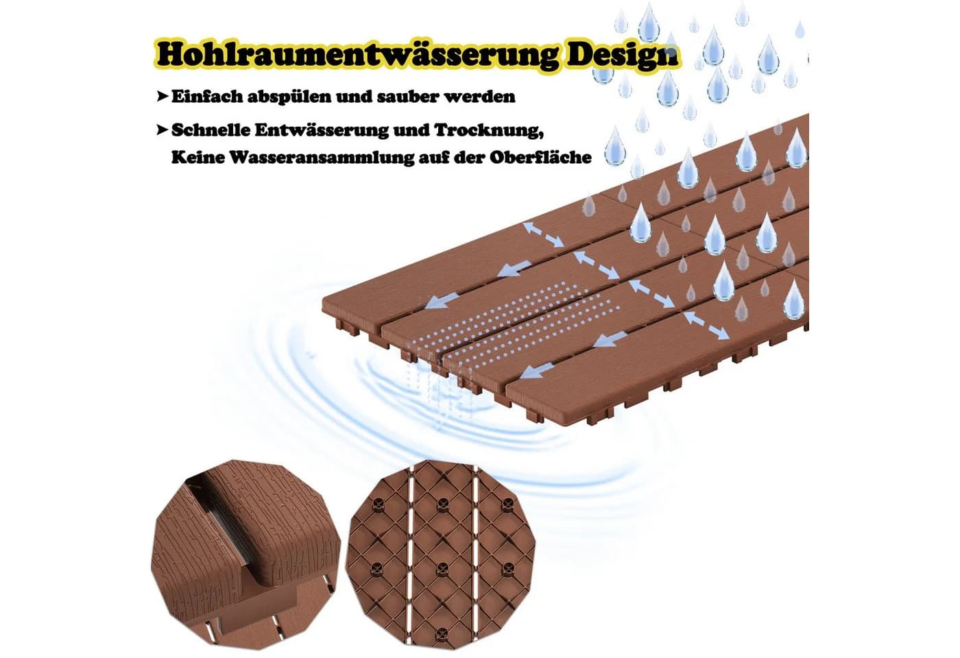 FIVMEN Terrassenfliesen 30x30cm Holzoptik Dunkelkaffee - Bild 5