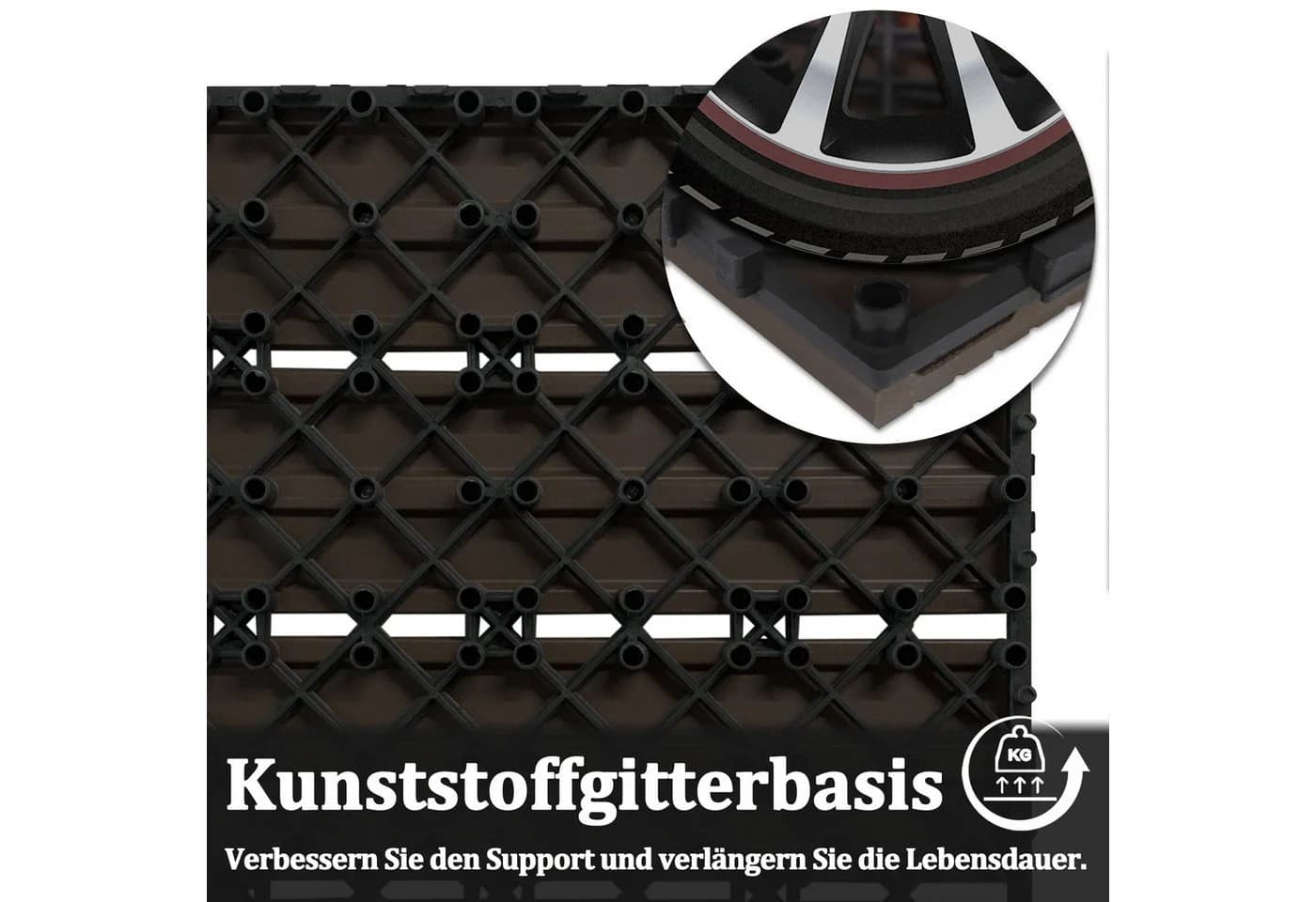 FIVMEN Terrassenfliesen WPC 30x30cm Klicksystem Braun/Anthrazit - Bild 5