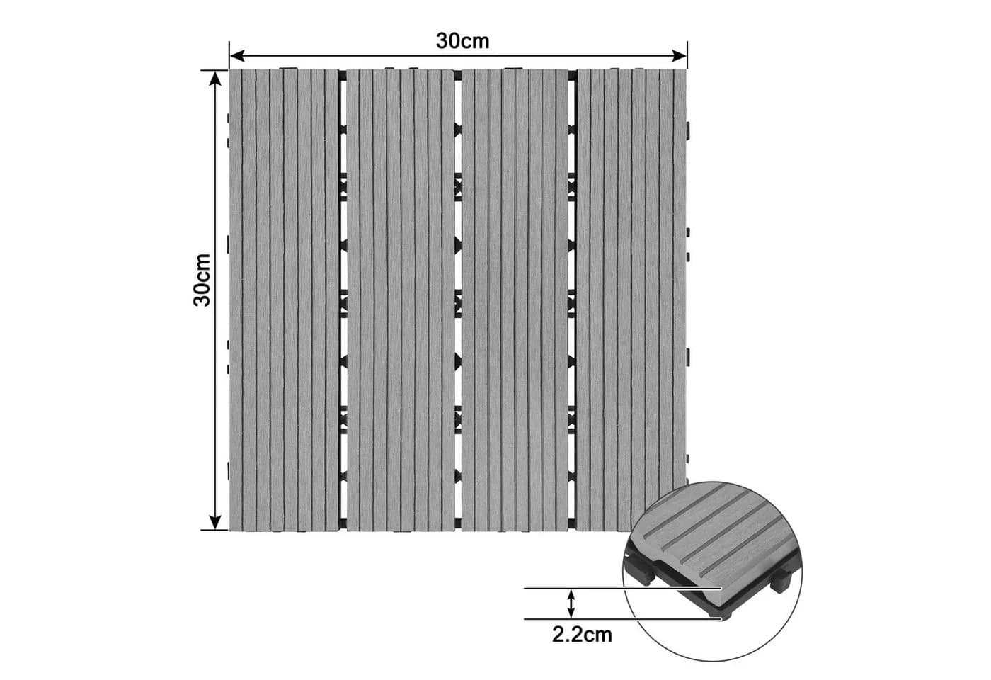 FIVMEN Terrassenfliesen WPC 30x30cm Anthrazit