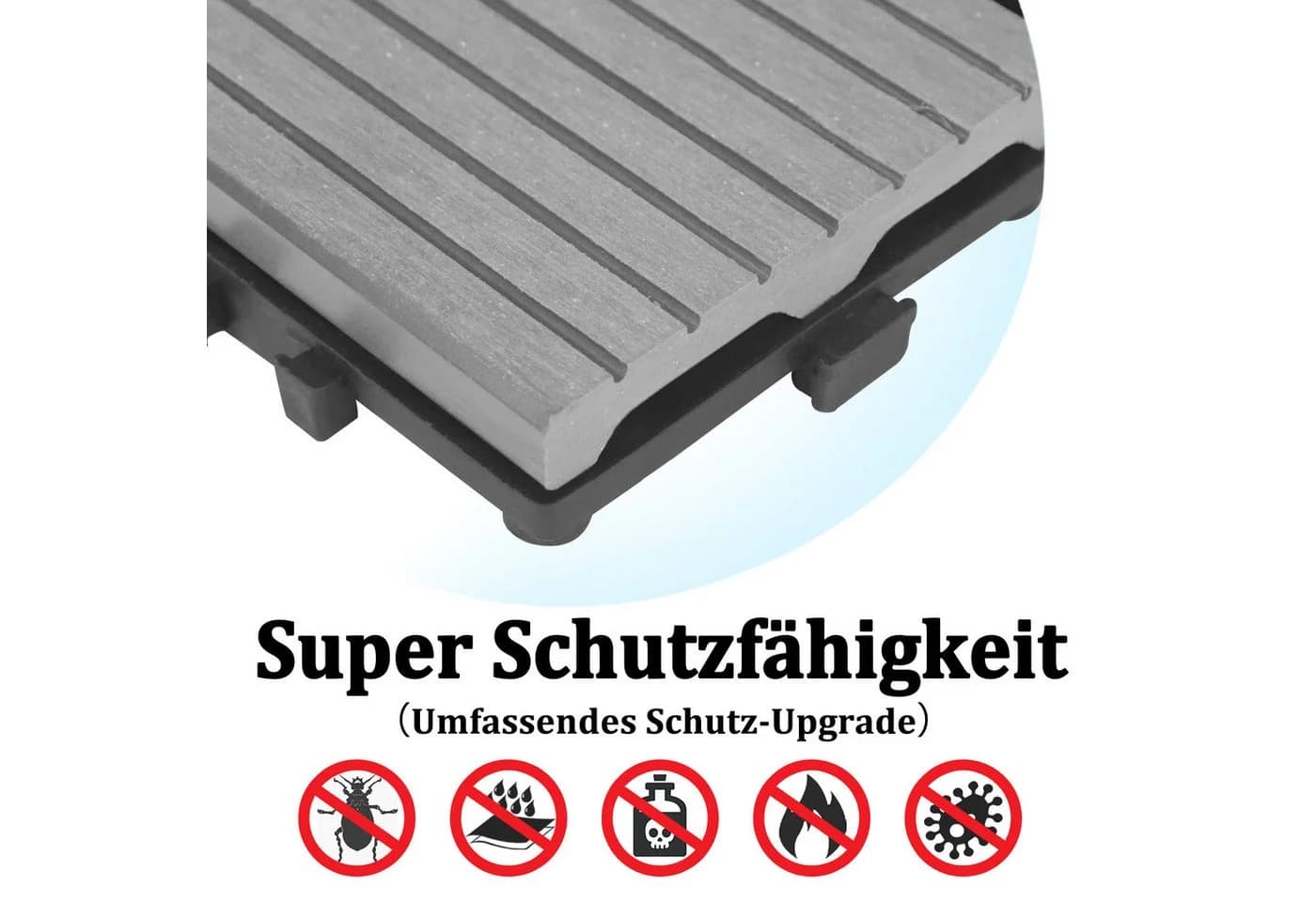 FIVMEN Terrassenfliesen WPC 30x30cm Anthrazit - Bild 3
